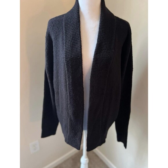 Loft Women's Open Front Cardigan Sweater Black Medium Soft and Cozy - Picture 1 of 8